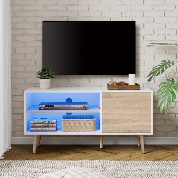 Mid Century Modern TV Stand for up to 85 inch 2 in 1 Media Console