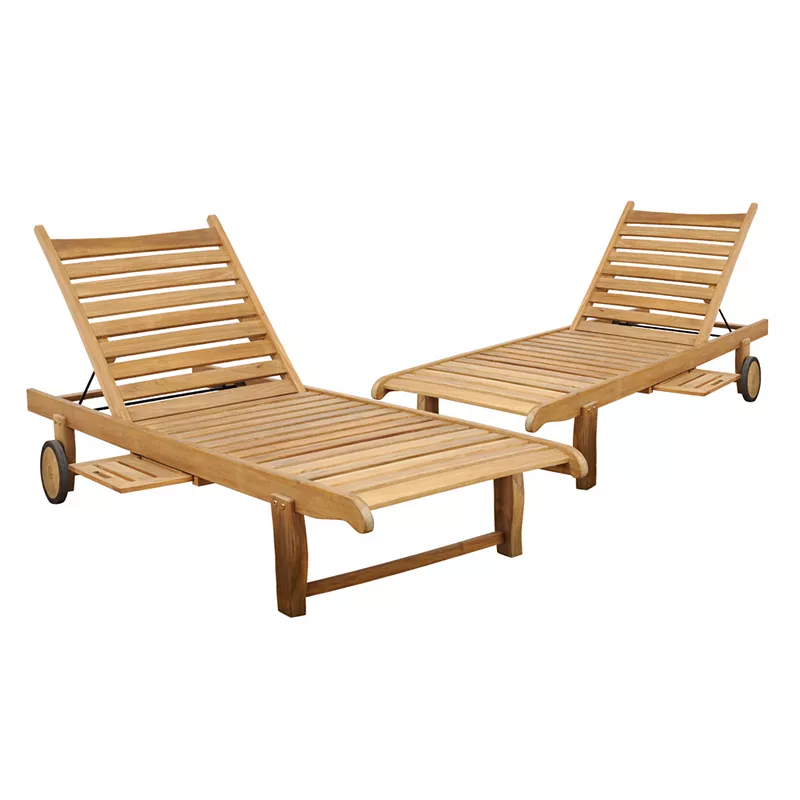 Amazonia Teak 2-pc. Teak Windu Chaise Wheeled Outdoor Lounge Chair Set