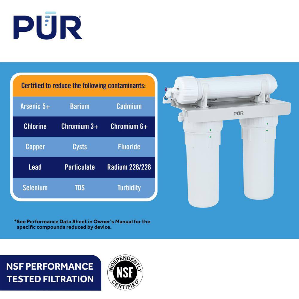 PUR 3-Stage Universal 23.3 GPD Reverse Osmosis Water Filtration System with Faucet PUN3RO