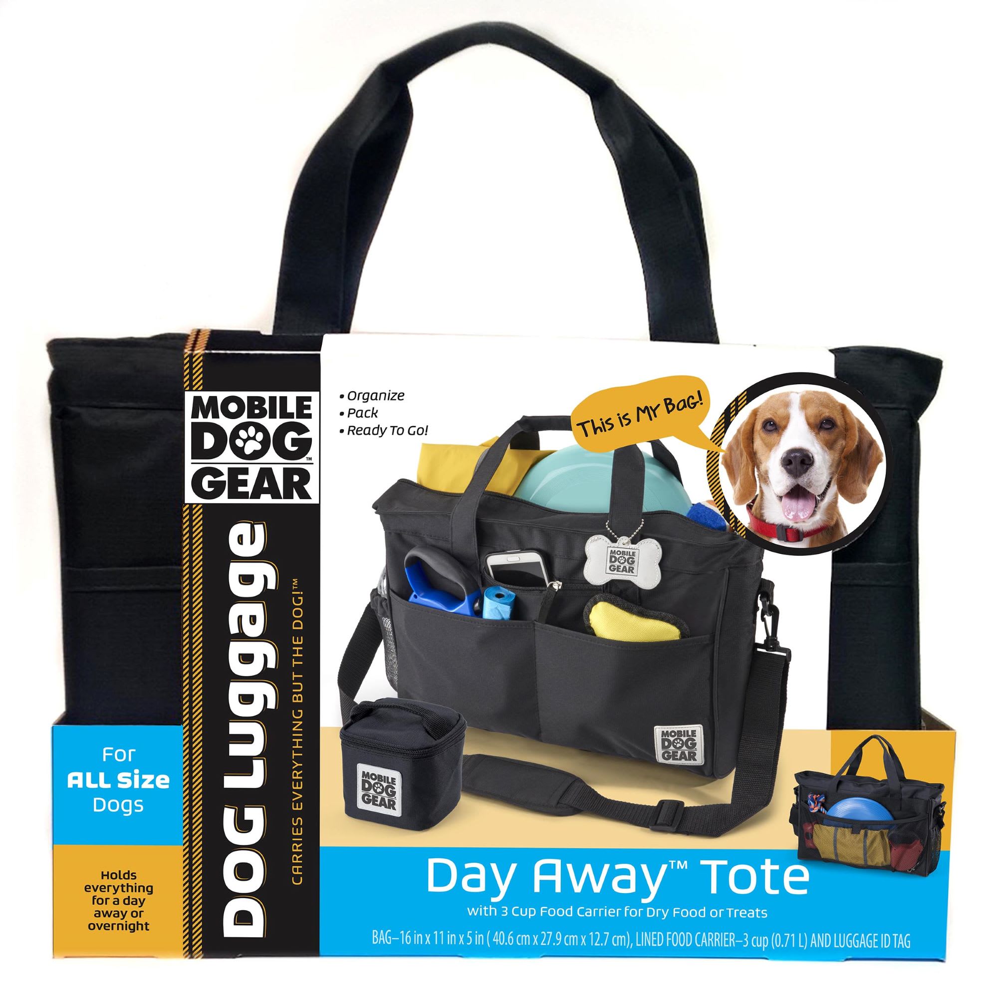 Mobile Dog Gear Black Day Away Tote Bag