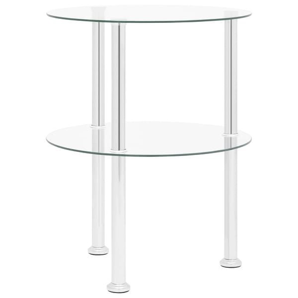 vidaXL 2-Tier Side Table Transparent 15