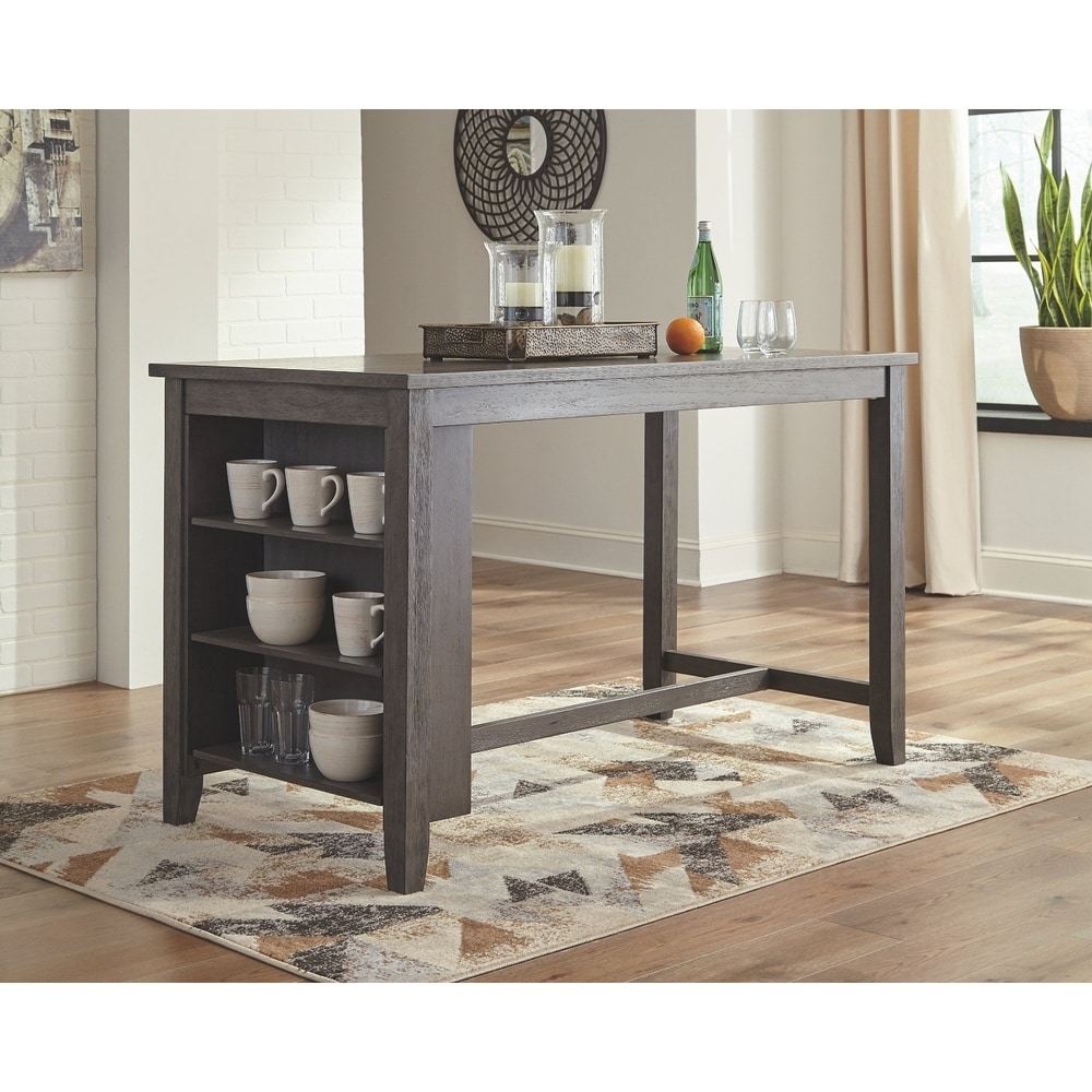 Caitbrook Rectangular Counter Height Dining Table with Storage   Gray