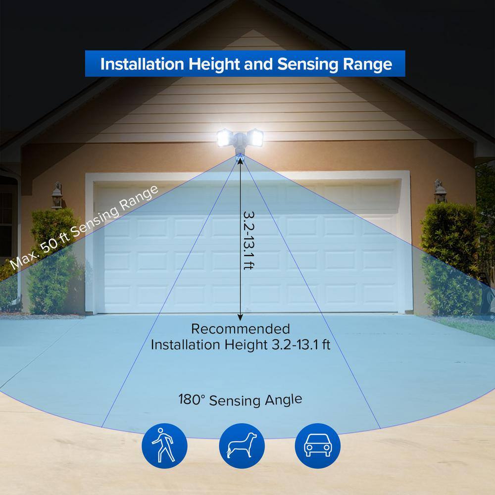 SANSI 30-Watt 3400 Lumens 180-Degree Black Motion Activated Outdoor Integrated LED 5000K Waterproof Flood Light 01-04-001-010306