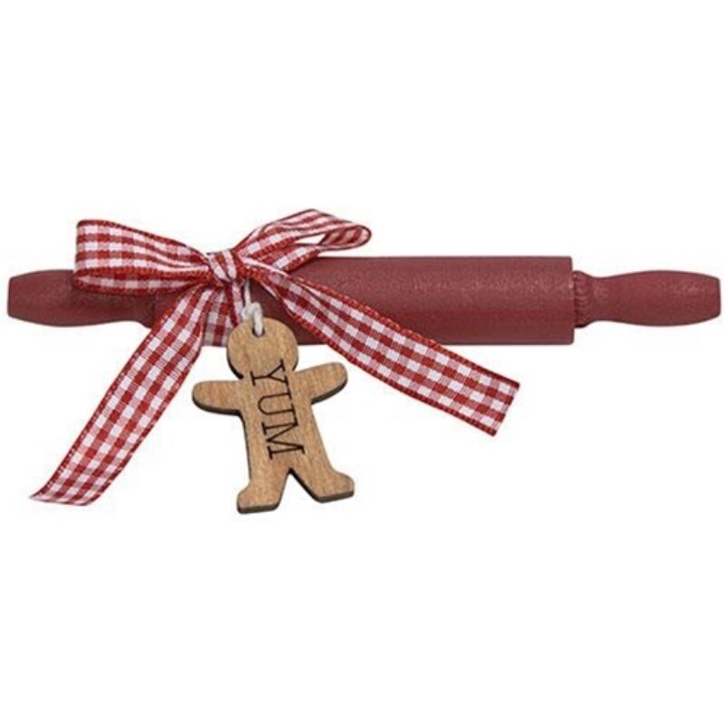 Yum Gingerbread Man Wooden Rolling Pin   H  0.75 in. W   0.75 in. L  5.00 in.