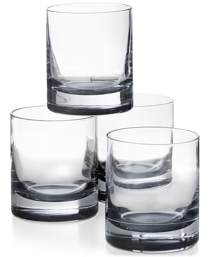 Hotel Collection Double Old Fashioned Glasses with Gray Accent Set of 4