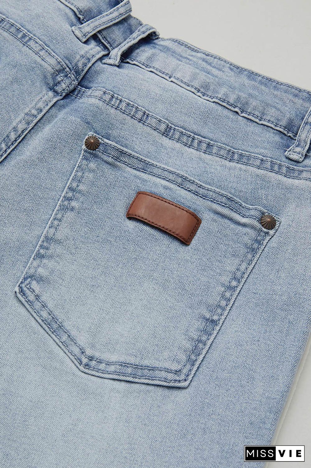 Single Button Zip Fly Pocket Detail Bootcut Low Rise Jeans