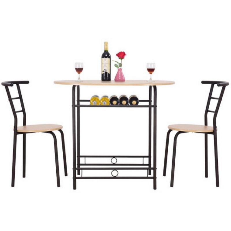 3 Pcs Dining Set Table And 2 Chairs Bistro Pub Furniture