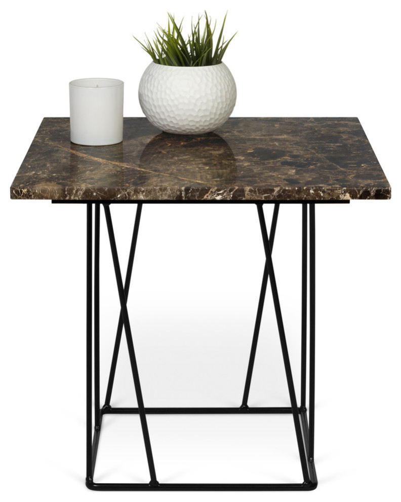 Tema Helix 20x20 Marble Side Table With Black Steel Legs   Contemporary   Side Tables And End Tables   by Ella Modern  Houzz