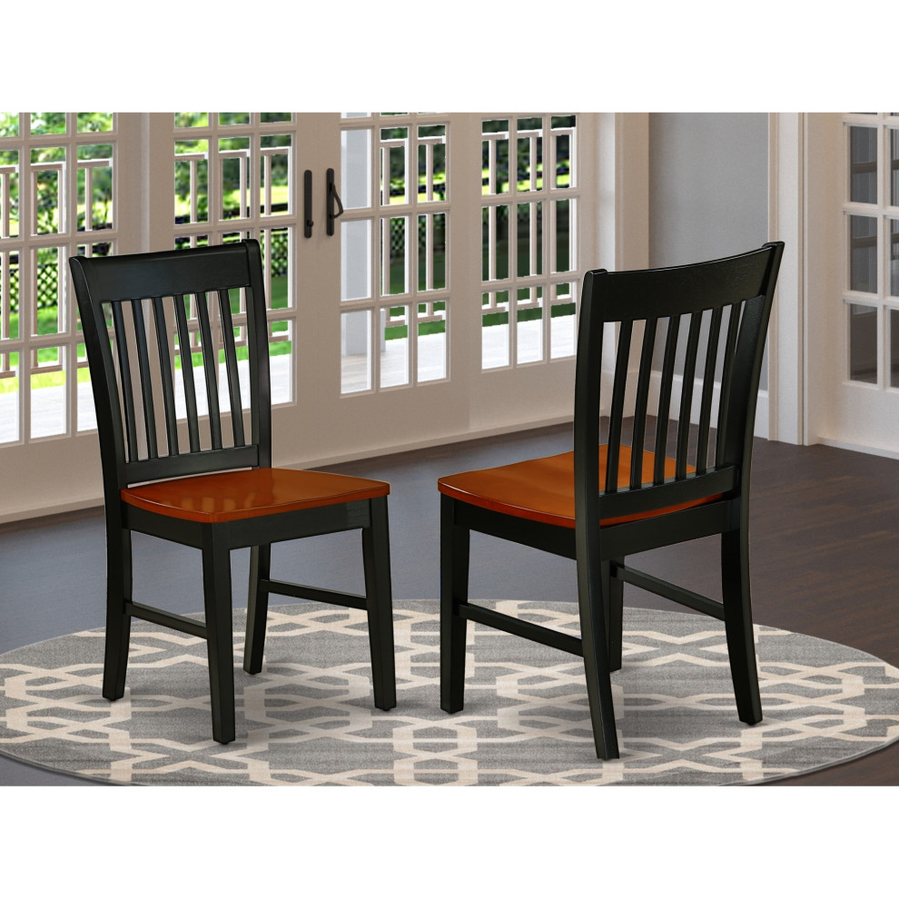 Set of 2 Norfolk Dining Chair Plain Wood Seat  Black/Cherry Finish   Transitional   Dining Chairs   by Kolibri Decor  Houzz