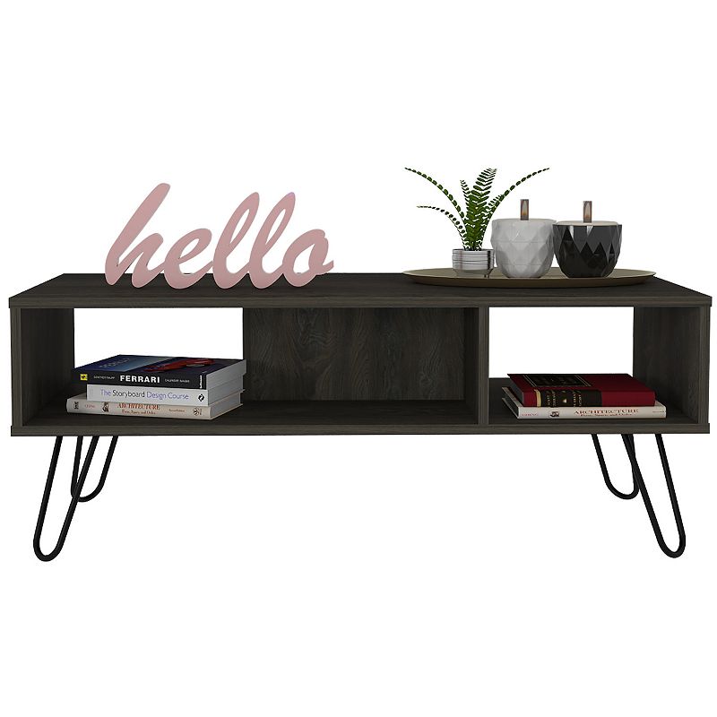 DEPOT E-SHOP Vassel Coffee Table， Four Legs， Two Shelves， White