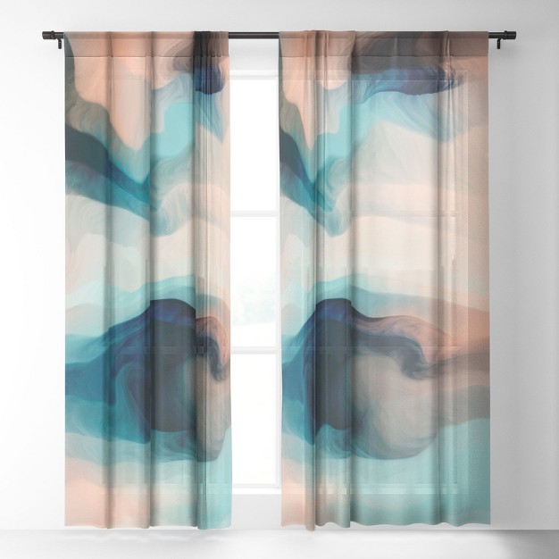 Marta Barragan Camarasa Abstract Tidal Waves Single Panel Sheer Window Curtain Deny Designs