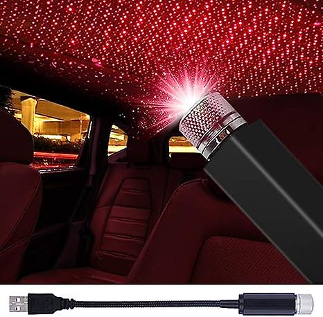 Car Welcome Light Usb Star Light Laser Projection Car Voice-activated Atmosphere Light Roof Full Of Stars Led Atmosphere Light(red)