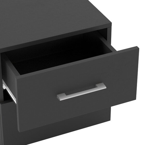 Lundy Low Profile Nightstand with USB， Black， byLiving Essentials