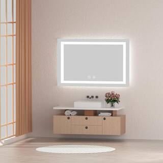 Stivier 48 in. W x 36 in. H Rectangular Frameless Anti-fog Led Light Wall-mount Bathroom Vanity Mirror in Silver 21S0305-48