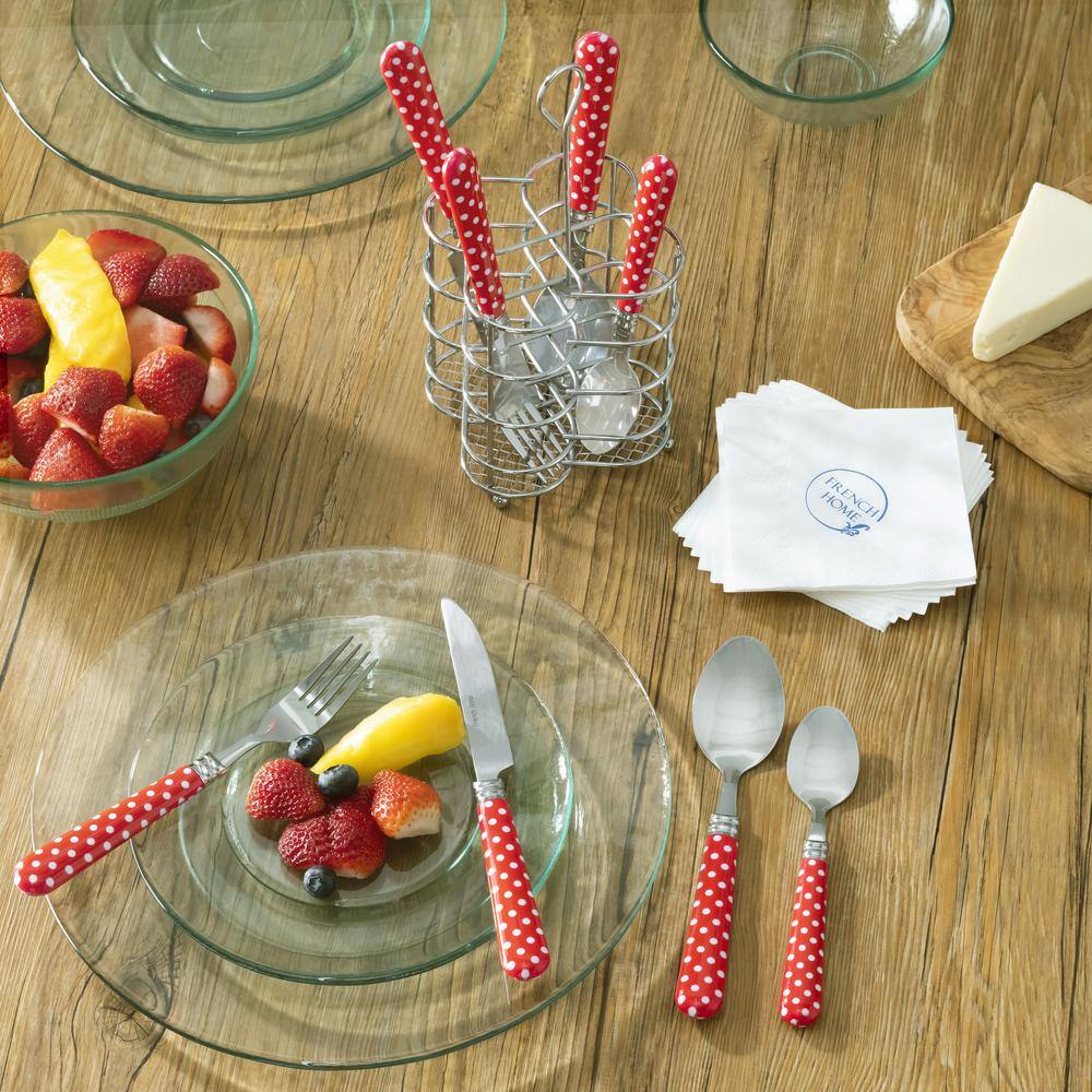 French Home Bistro 16-Piece Picnic Polka Dot Stainless Steel Flatware Set (Service for 4) B04