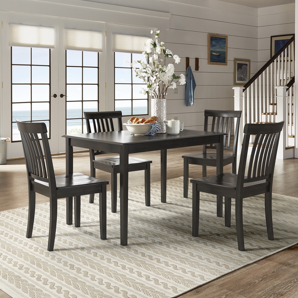 Wilmington II 48 Inch Rectangular Antique Black 5 Piece Dining Set by iNSPIRE Q Classic