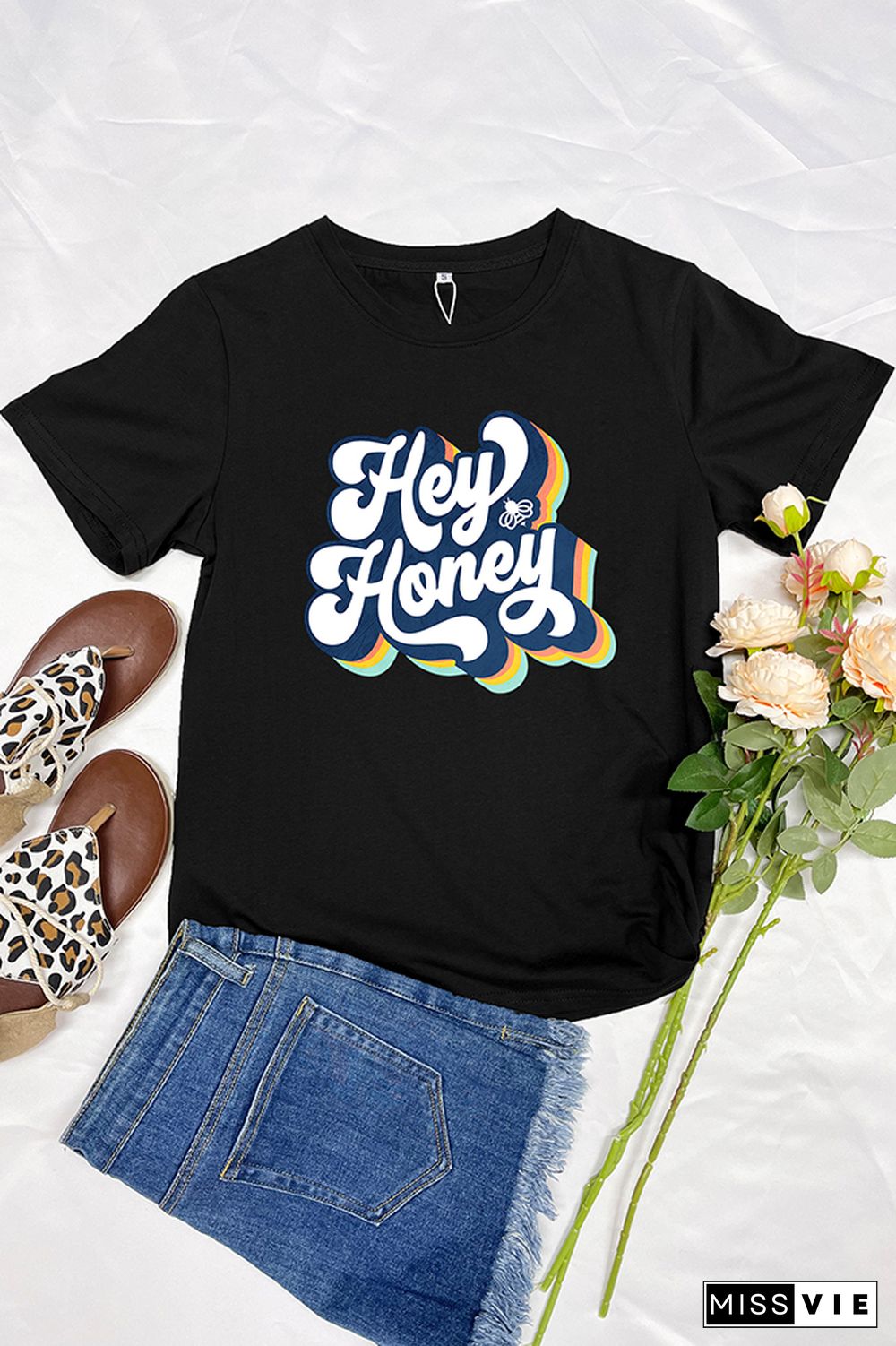 Hey Honey Retro Bee Short Sleeve Graphic Tee Wholesale