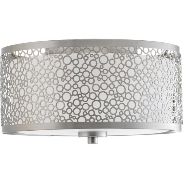 Progress Lighting Mingle 1 light Led Flush Mount Brushed Nickel Etched Parchment Glass Shade