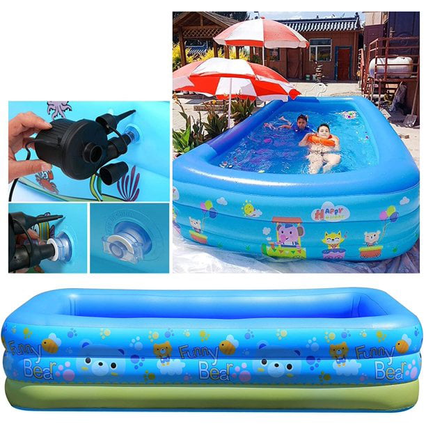 Family Inflatable Swimming Pools with Electric Air Pump, Swim Center for Kids, Adults, Kids, Outdoor, Backyard, 87 x 56 x 24 in