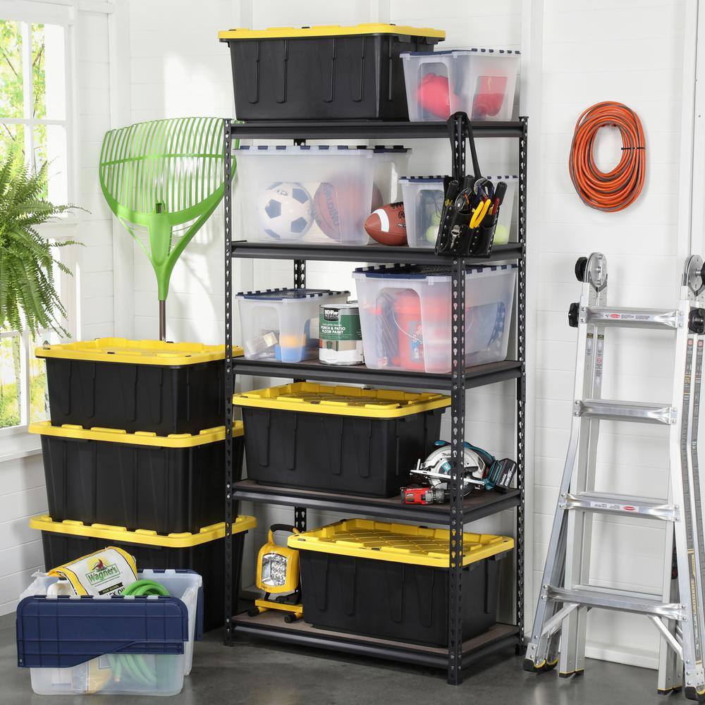 HDX 27 Gal. Tough Storage Tote in Black with Yellow Lid HDX27GONLINE(5)