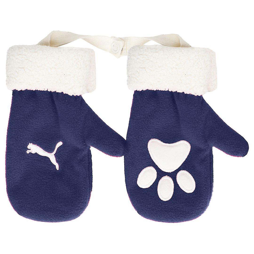 Puma Minicats Fleece Kids White/Navy Hat Gloves Set 830151 01