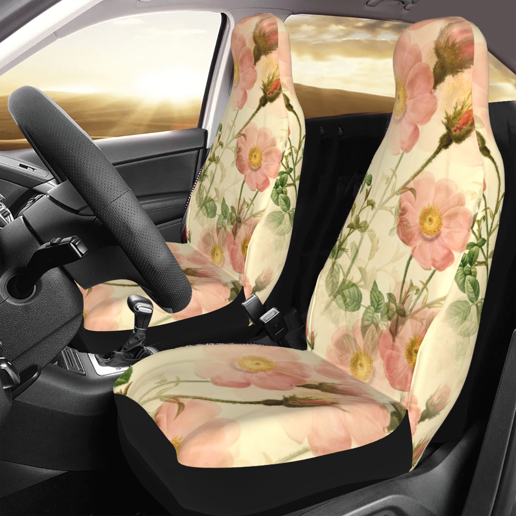 ZICANCN Car Seat Cover Pink Vintage Flowers Car Front Seat Covers Protectors ， Automotive Seat Covers for Cars Trucks Suv