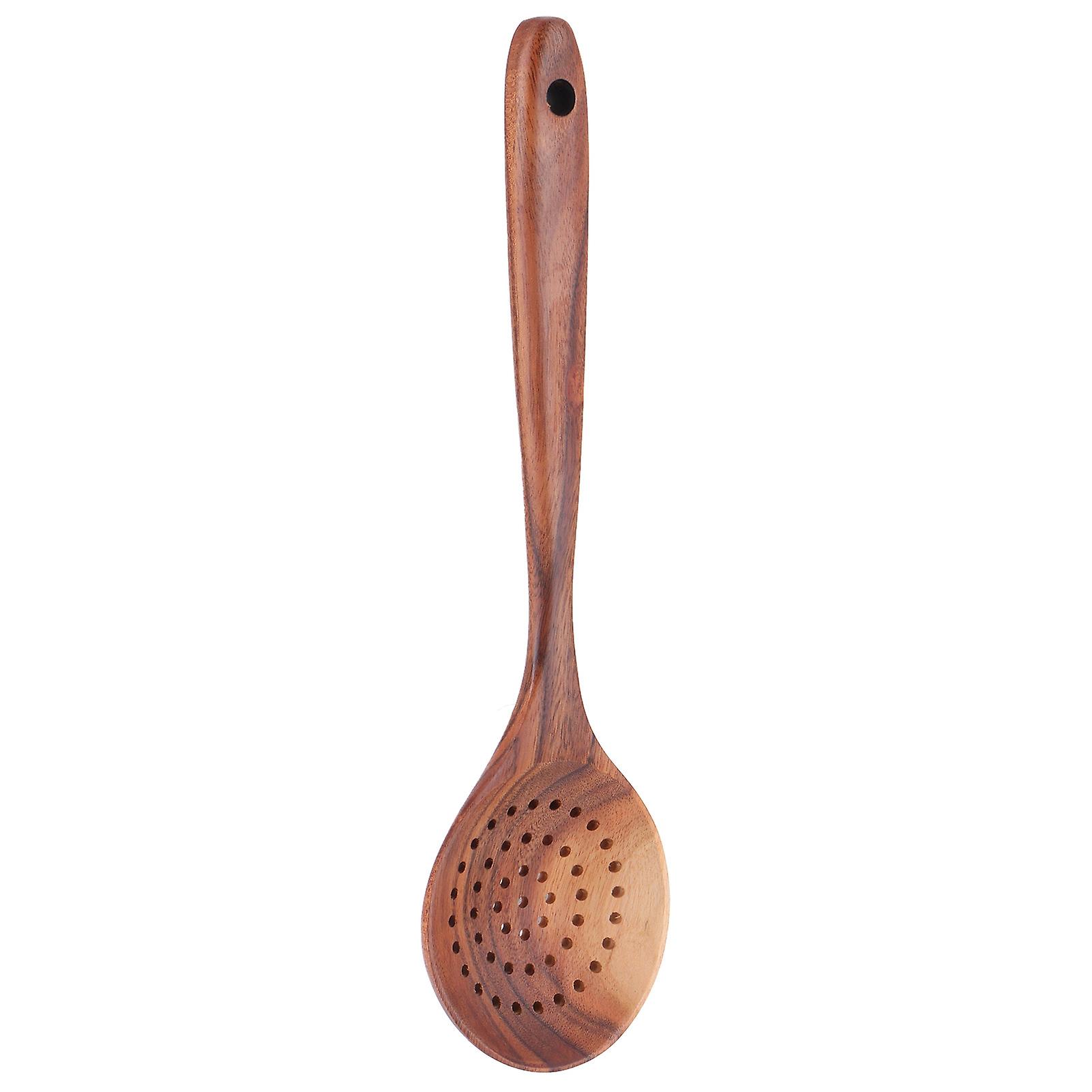 Slotted Spoon Wooden Long Handle Skimmer Scoop Kitchenware Cooking Kitchen  Utensil