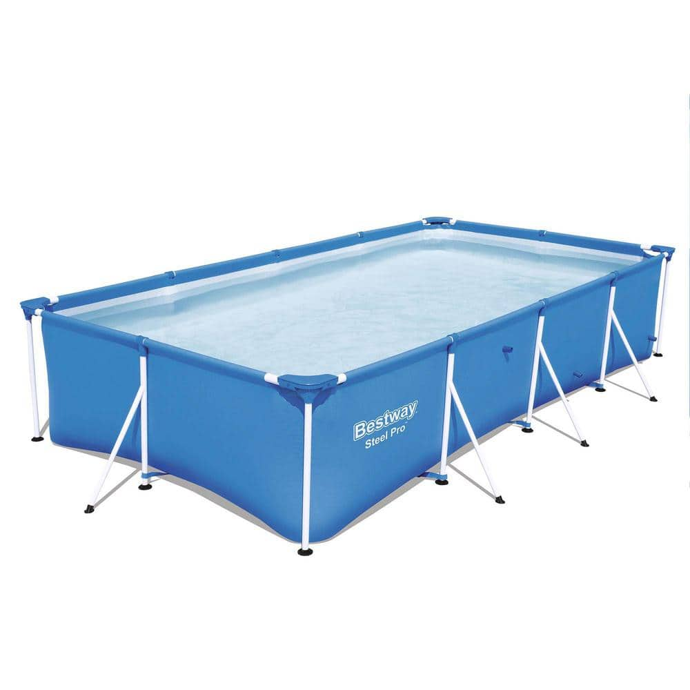 Bestway Pro 13 ft. x 7 ft. Rectangular 32 in. Deep Metal Frame Above Ground Swimming Pool 56512E-BW