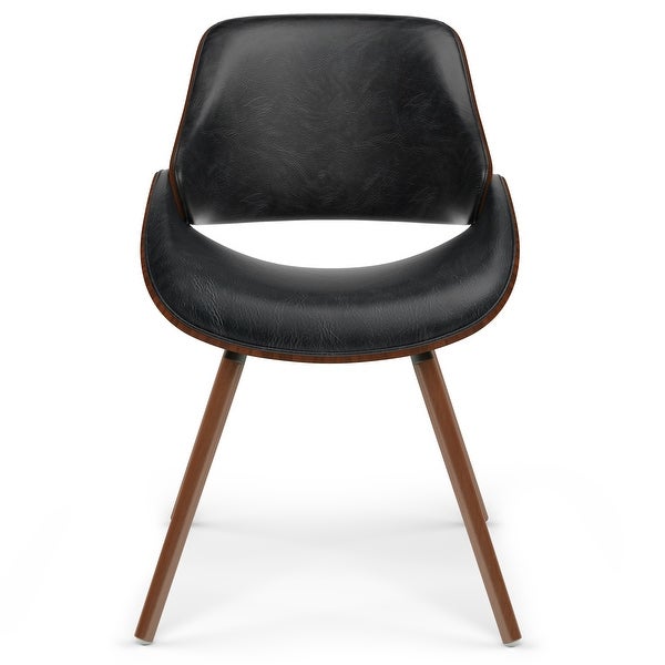 WYNDENHALL Malone Bentwood Dining Chair in Distressed Black Faux Leather - 20.9