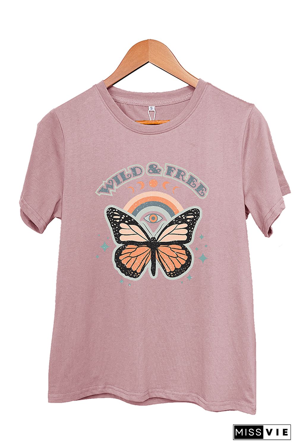 Wild and Free,Butterfly Graphic Tee Wholesale