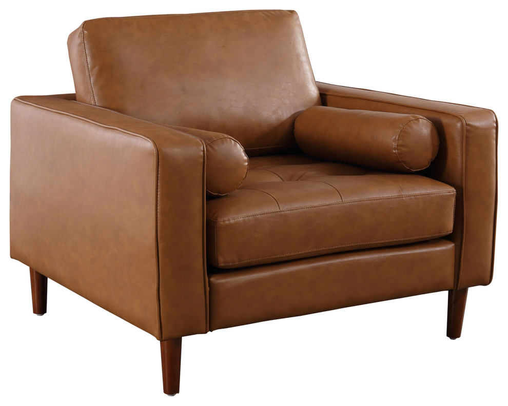 Frederick Modern Contemporary Leather Armchair   Midcentury   Armchairs And Accent Chairs   by Crafters and Weavers  Houzz