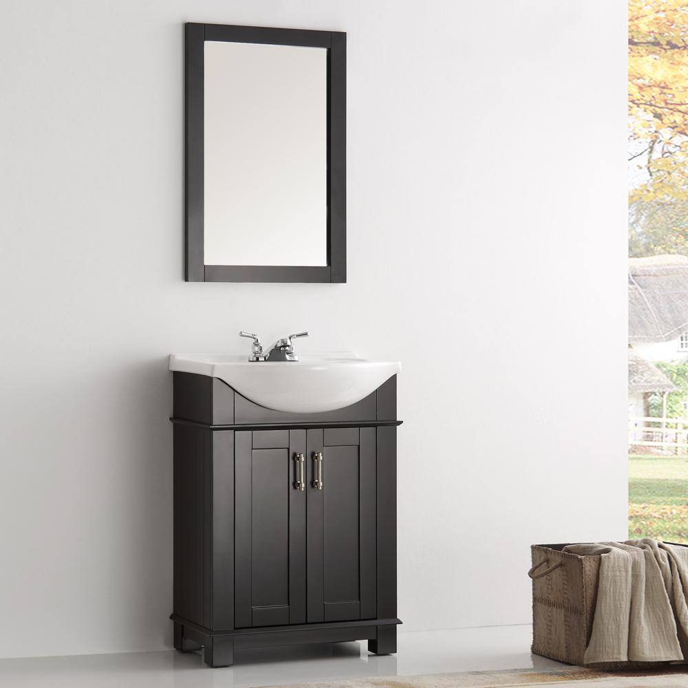 Fresca Hudson 24 in. W Traditional Bathroom Vanity in Black with Ceramic Vanity Top in White with White Basin FVNHD0102BL-CMB