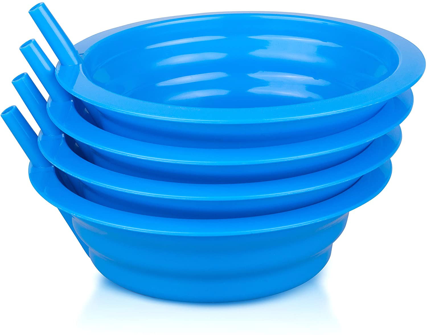 Cibi Cereal Bowls with Straws For Kids | BPA-Free 22 Ounce Sip-a-Bowl | Microwaveable and Dishwasher Safe Toddler Bowl Set for a Fuss-Free Breakfast | Four Pack in Blue， Pink， Green， and Red