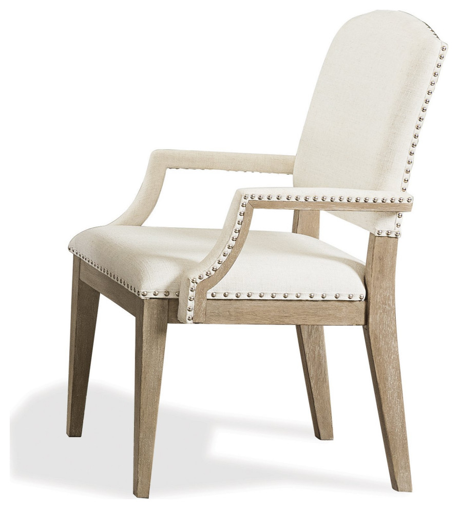 Set of 2 Dining Chair  Hardwood Frame With Curved Arms  ampNailhead Trim  White   Transitional   Dining Chairs   by Decor Love  Houzz