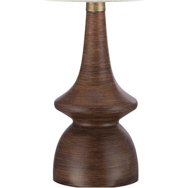 High Walnut Faux Wood Brown Off White Linen Drum Shade For Bedroom Living Room House Bedside Office