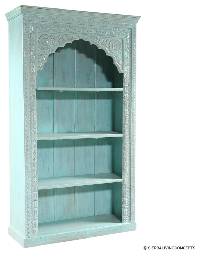 Turquoise 4 Shelf 84 Inch Tall Bookcase   French Country   Bookcases   by Sierra Living Concepts Inc  Houzz