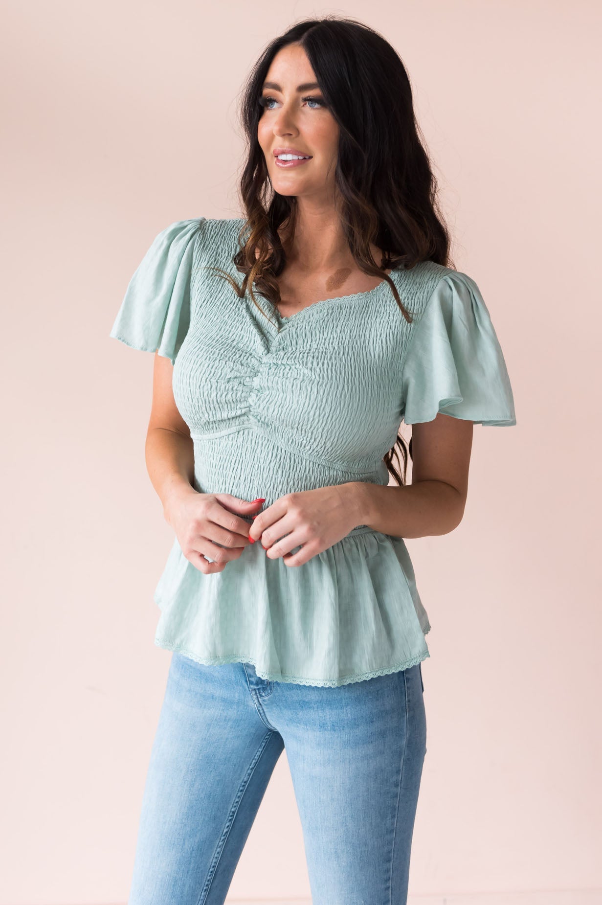 Joy Found Me Modest Peplum Blouse