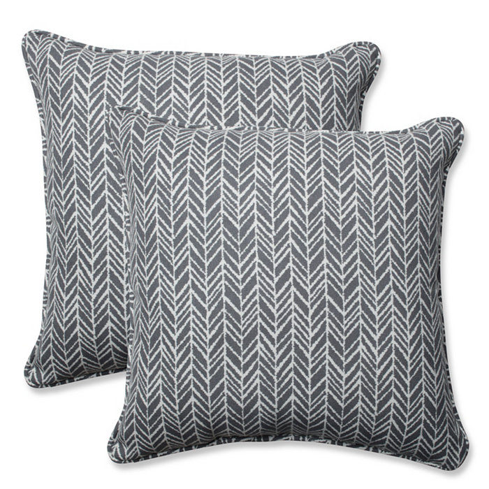 Pillow Perfect Herringbone Slate 18.5 Throw Pillow， Set of 2