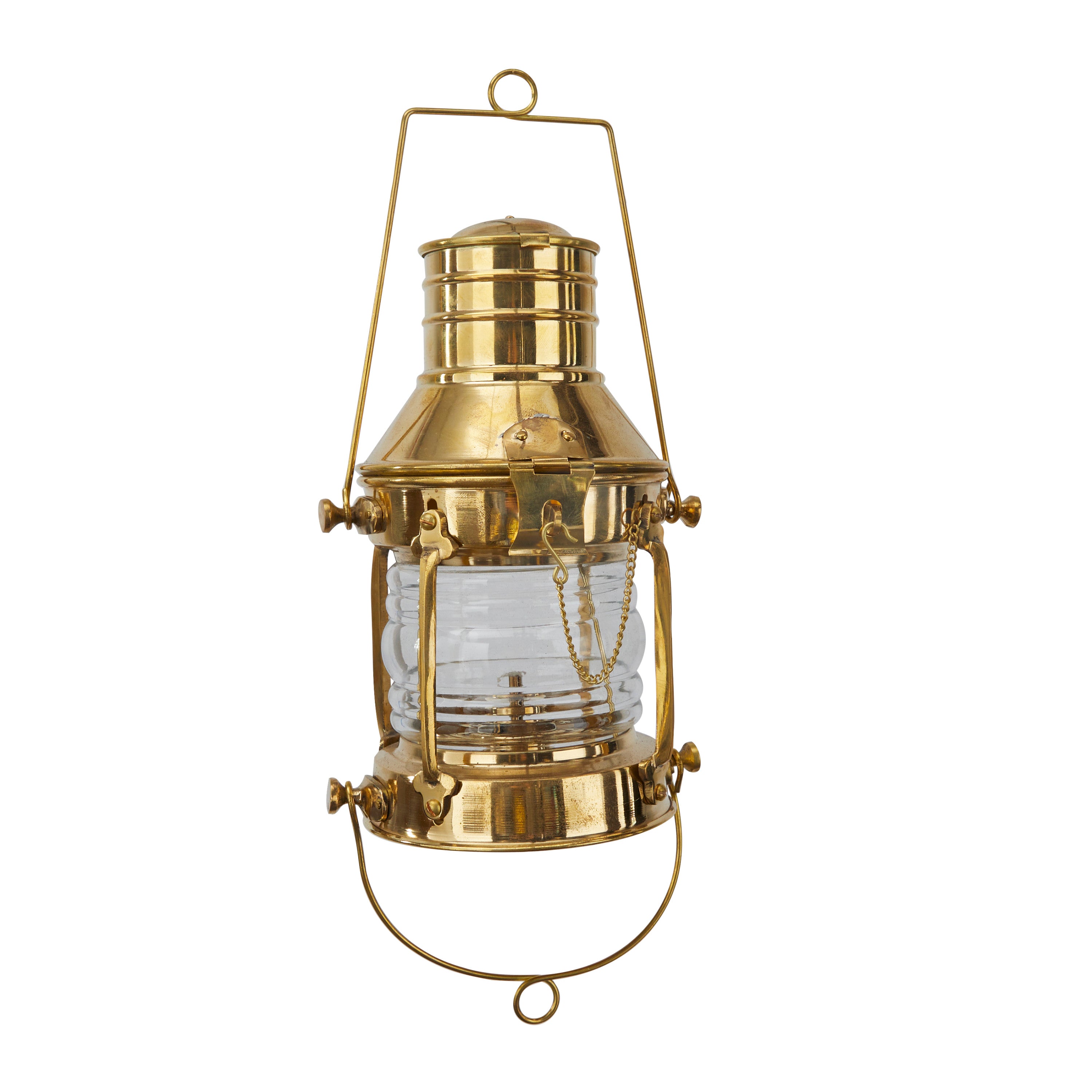 DecMode Gold Brass Candle Lantern with Handle