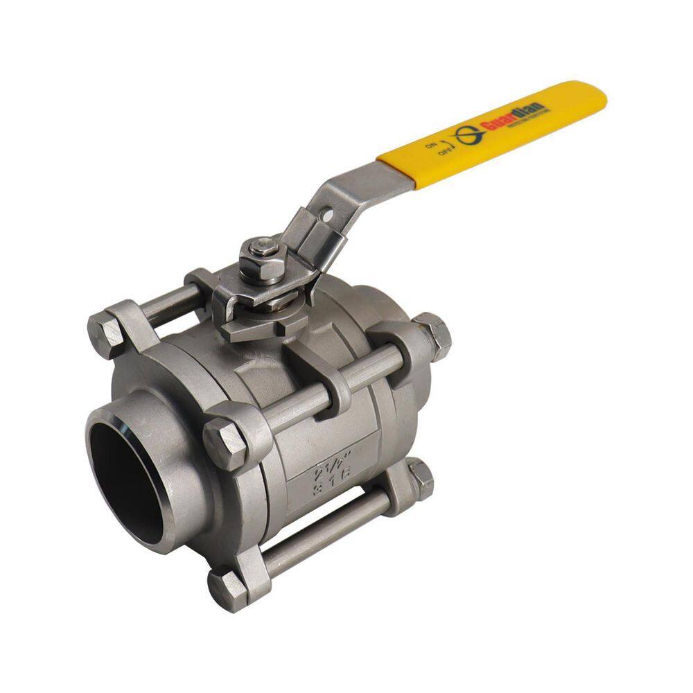 Guardian 2 in. 316 Stainless Steel 1000 PSI 3-Pieces Full Port Butt Weld Ball Valve Blow Out Proof Stem API 608 Design 06Q031B04020