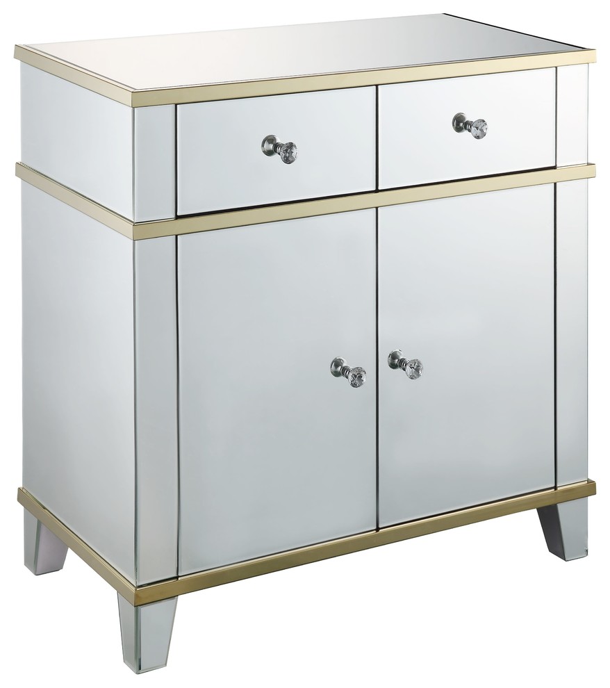 ACME Osma Console Table  Mirrored and Gold   Contemporary   Console Tables   by Acme Furniture  Houzz