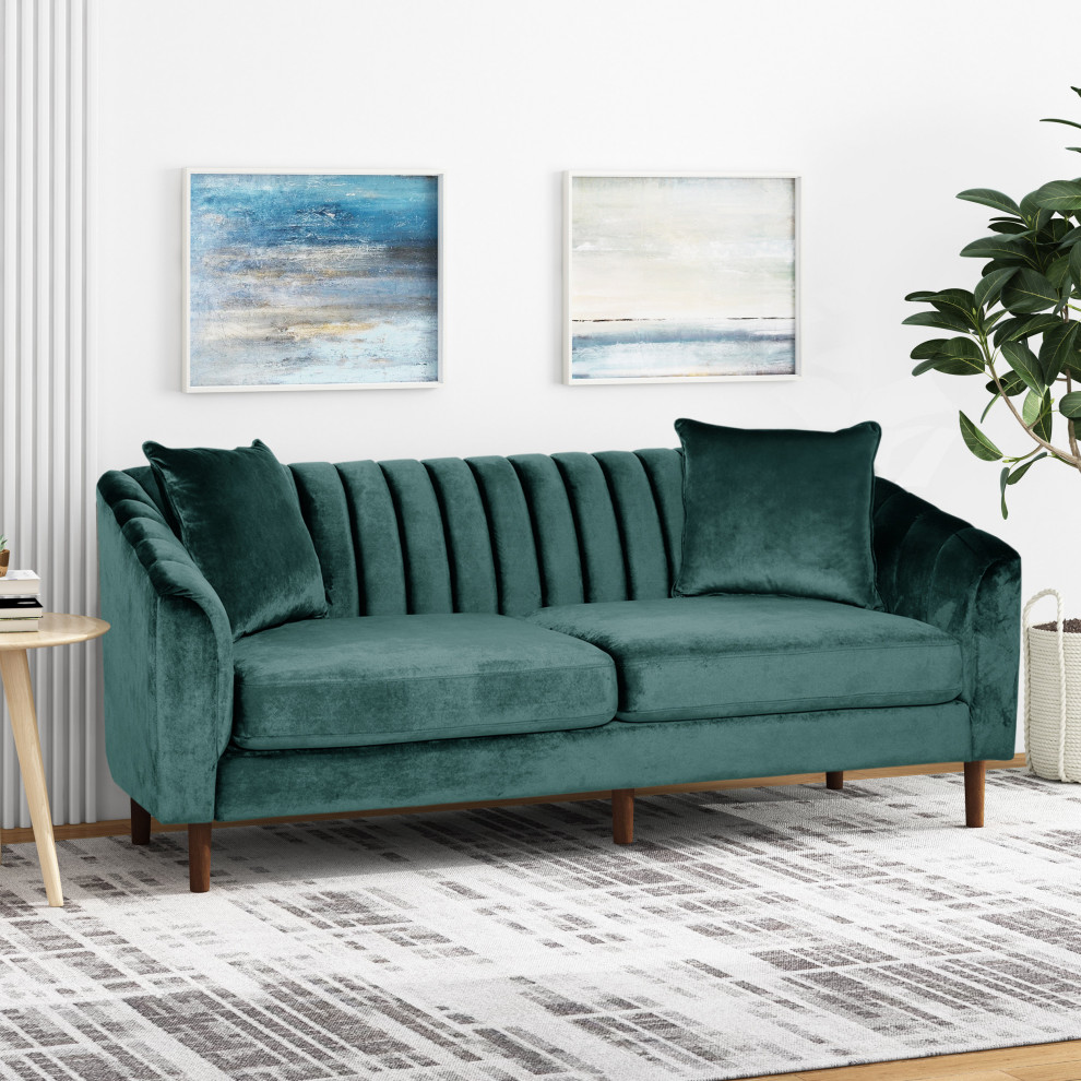 Susan Contemporary Velvet 3 Seater Sofa   Midcentury   Sofas   by GDFStudio  Houzz