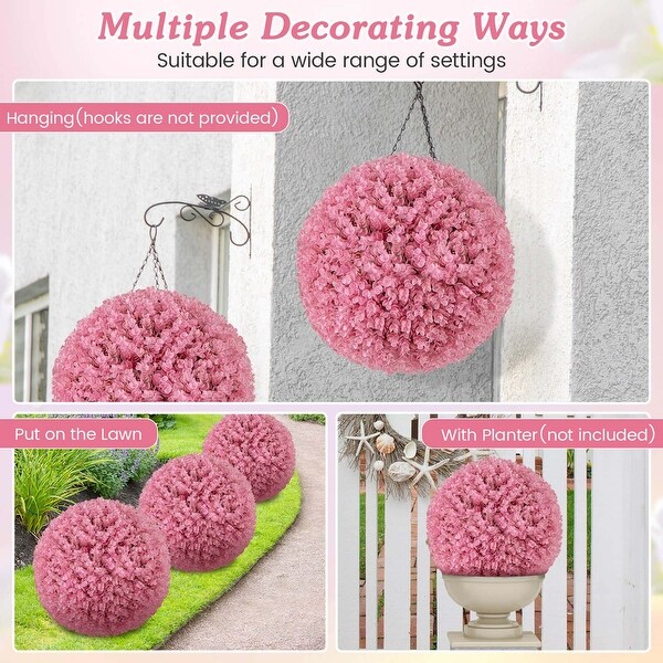 Costway 2 PCS Artificial Plant Topiary Ball 19 Faux Decorative Balls