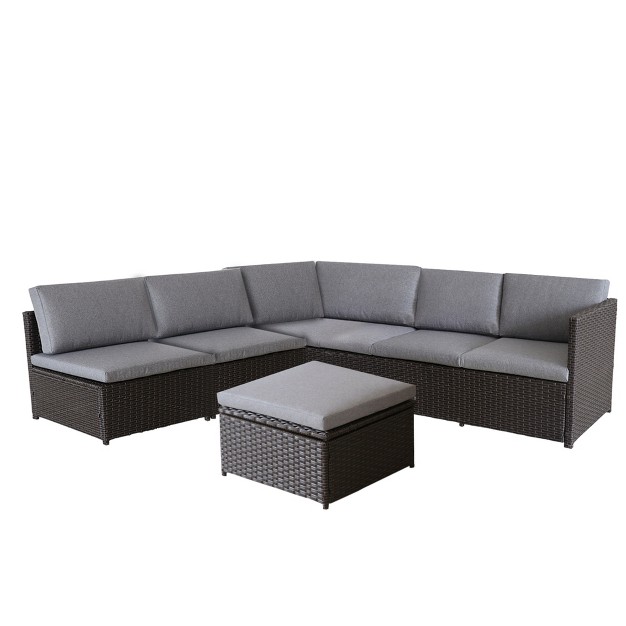 Northlight 4 piece Savannah Resin Wicker Outdoor Patio Modular Sectional Set With Cushions