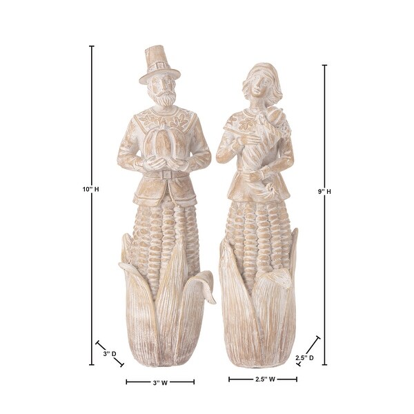 99.5 Resin Pilgrim With Corn Base Set of 2