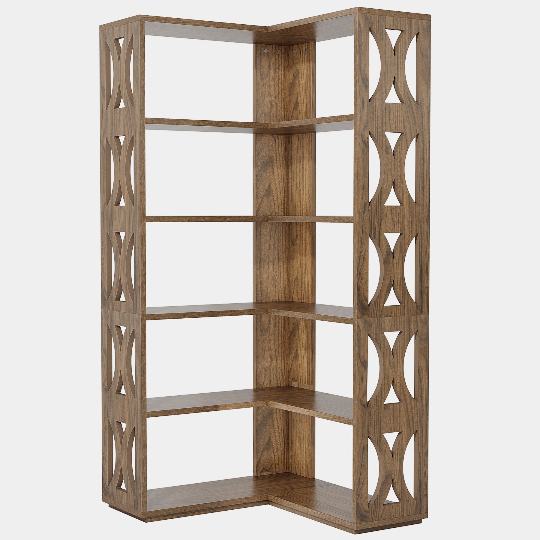 66 Corner Bookshelf, 5-Tier Bookcase Etagere Display Shelf