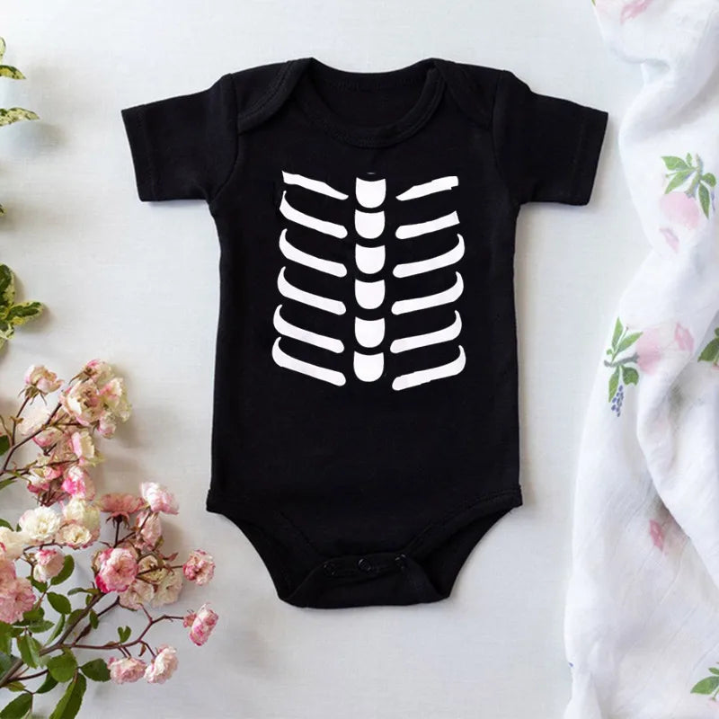 2020 Funny Halloween Newborn Baby Costume Black Short Sleeve Cotton Bodysuit Boys Baby Girl Clothing