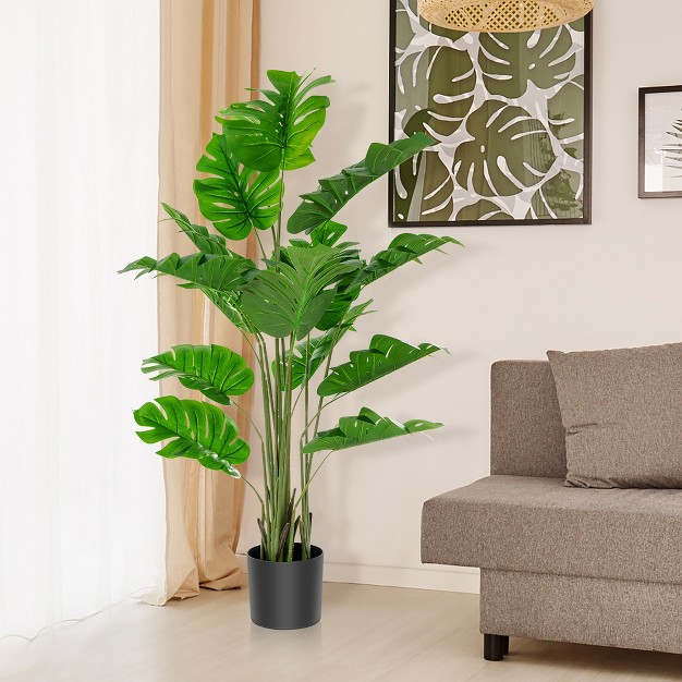 Costway 5ft Artificial Tree Faux Monstera Deliciosa Plant For Home Indoor and Outdoor