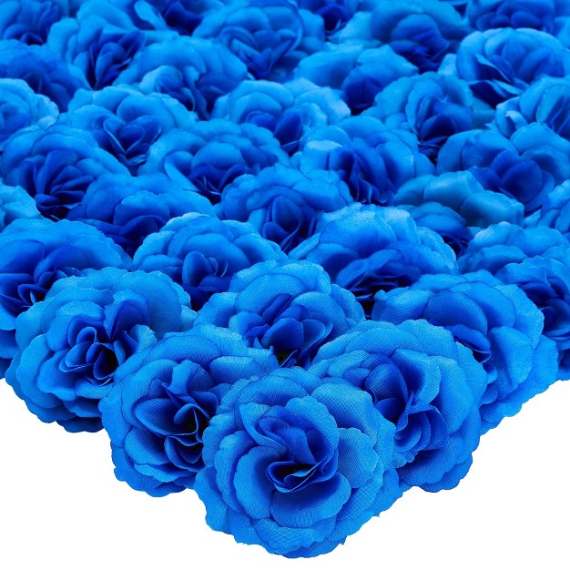 Bright Creations 50 Pack Royal Blue Roses Artificial Flowers Bulk 3 Inch Stemless Fake Silk Roses For Decorations Wedding