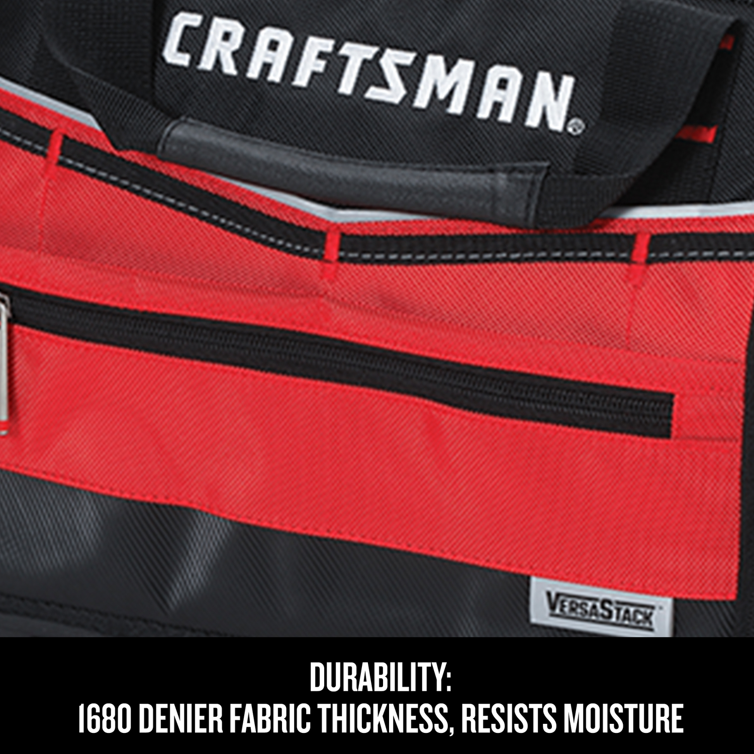 Craftsman VERSASTACK 8.5 in. W X 13.5 in. H Polyester Tool Bag 31 pocket Black/Red 1 pc